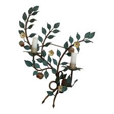 1950s Italian Painted Metal Leaf and Branch Candle Wall ...