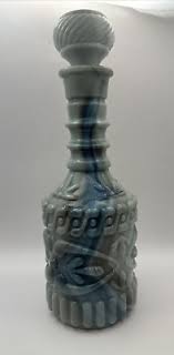 Vintage Jim Beam Bottle Blue Gray Swirl Milk Slag Glass w/Stopper 1972 | eBay