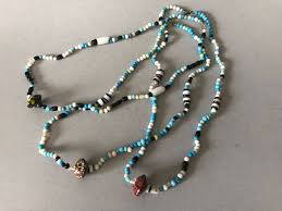 Blue Beaded Necklace, Vintage Bead Necklace, Multi Color ...