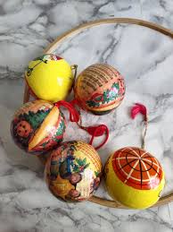 Vintage Paper Mache Christmas Balls Colorful Christmas Tree ...