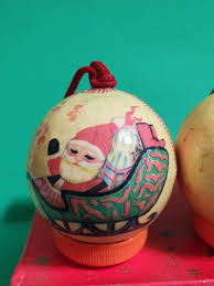 Set of 6 1980's Paper Mache Christmas Ornaments, Each ...