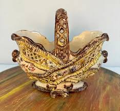 EMPIRE Antique Reticulated Footed 3D Floral Flower Porcelain Vase Bowl Basket | eBay