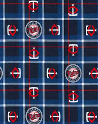 MLB Fabric Minnesota Twins Baseball Plaid in Blue FLANNEL ...