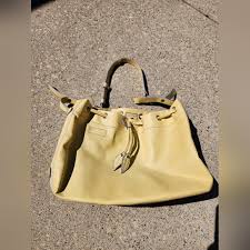 Bags | Madison Max Yellow Purse With Flower Interior | Poshmark