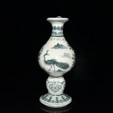 9.7"antique Ming dynasty tianshun mark blue white Porcelain peacock pattern Pot | eBay