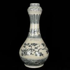 15.3"Old dynasty Porcelain Tianshun mark Blue white Pine bamboo garlic head vase | eBay