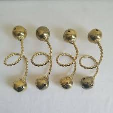 Set 4 BRASS SLEIGH BELLS NAPKIN RINGS SPIRAL JINGLE X-MAS ...
