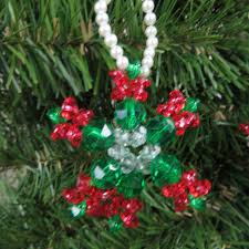 Vintage Star Snowflake Beaded Ornaments Handmade Plastic Set ...