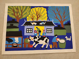 Beautiful Chinese peasant painting. Acrylic / mixed media ...