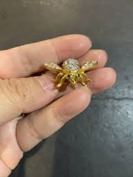 Signed Joan Rivers Gold Tone Rhinestone Green Eyes Bee Pin ...