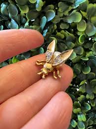 Vintage Jewelry Brooch Adorable Rhinestone Insect Bug Gold ...