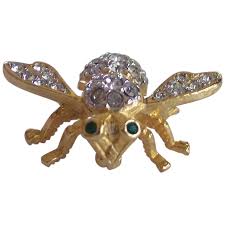 Sweet Crystal Joan Rivers Bee Pin Gold tone Bug. For Sale at ...