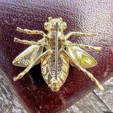 Vintage Diamond & Emerald Bee Pin