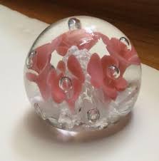 Vintage Monte Dunlavy glass paperweight pink tulip | eBay