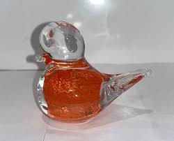 Sweden Orange Confetti Glass Bird, Swedish Encased Orange ...