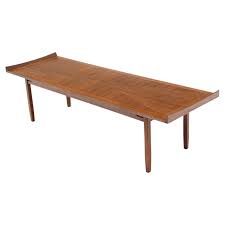 Danish Modern Long Rectangle Walnut Coffee Table Rolled Ends ...