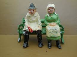 Vintage 1930's Cast Lead Man & Woman on Bench | eBay