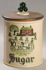 Homestead Provincial Sugar Canister & Wood Lid by Metlox - Poppytrail - Vernon | Replacements, Ltd.