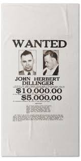 John Dillinger Wanted Poster Beach Towel by War Is Hell ...