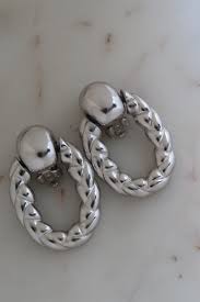 Vintage Silver Oval Twistred Hoop Clip on Earrings - Etsy
