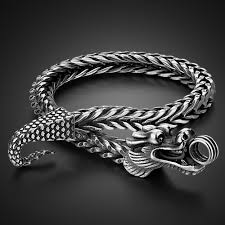 925 Sterling Silver Curb Chain Link Bracelet Dragon Bracelet ...