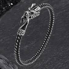 Dragon Clasp Stainless Steel Leather Bracelet – GTHIC