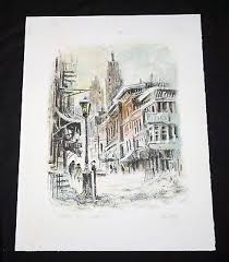 1970s N.Y. Lithograph Print P.C. "New York, Winter" by John ...