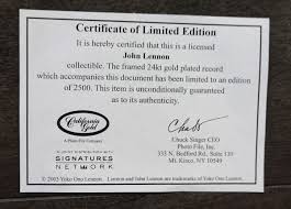 JOHN LENNON IMAGINE 24K GOLD RECORD LP PLAQUE LIMITED ...