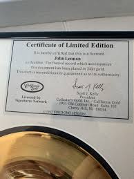 Beatles John Lennon Framed plated 24kt Gold Record | eBay