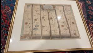 Antique 1700'sJohn Ogilby Road Map from Atlas Road From Lyn Harwich Hand Tinted | eBay