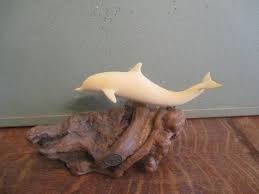Dolphin Statue John Perry Figurine Vintage Decor Drift Wood ...