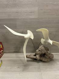 Vintage John Perry Double Seagull Sculpture on Burl Wood | eBay