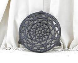 Vintage Black Enamel Round Trivet by Decotec Made in France ...