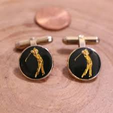 Vintage Holland & Sherry Golf Cuff Links Gold Tone and Black ...