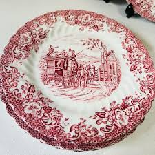 Johnson Brothers Coaching Scenes Red Plate 4 Set 17.5cm | eBay