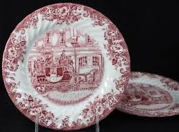 Johnson Brothers COACHING SCENES PINK 2 Salad Plates GREAT ...