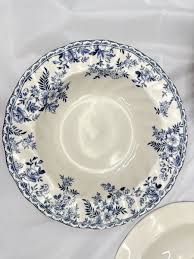 Johnson Brothers Devon Cottage Pasta Bowl Blue White | eBay