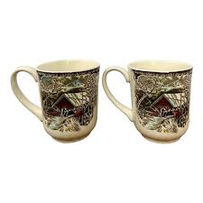 English Johnson Bros. "The Friendly Village" Coffee Mugs- a Pair | Chairish