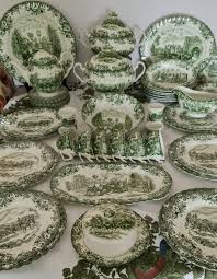 Johnson Brothers English Coaching Scenes Green Dinner and Tea Service, Wedding Gift Anniversary Gift, Country Home Deco - Etsy