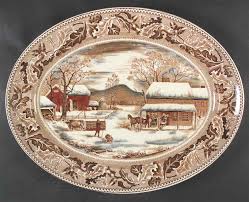 Historic America Brown Multicolor 20" Oval Serving Platter ...
