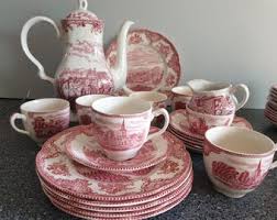 Johnson Brothers "coaching Scenes" - Hunting Country - Ironstone - Cups With Saucer - Made in England - Red - Set of 4 - Etsy