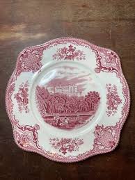 Johnson Brothers Old Britain Castles Pink Crown England Square Salad Plate | eBay