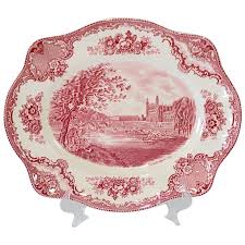 Johnson Bros Castles Pink Transferware Platter Mint. For Sale at Ruby Lane