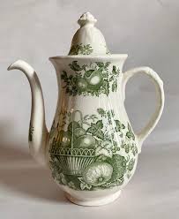 Tall Mason's Fruit Basket Vintage Green Transferware Coffee ...