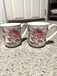 Set Of 2 ROSE CHINTZ PINK Johnson Bros. HANDLED MUGS Vintage ...