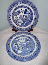 4 CHURCHILL Blue Willow DINNER PLATES England | eBay