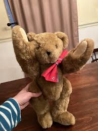 The Vermont Teddy Bear Company Articulated 16" Light Brown Plush Bear Red Bow | eBay