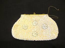White beaded purse with flowers, vintage, needs work | eBay