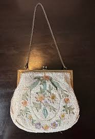 Embroidered and Beaded Antique Bag - Fine Floral Details ...