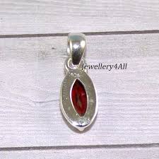 Marquise Red Garnet Pendant: Dainty Sterling Silver Handmade ...